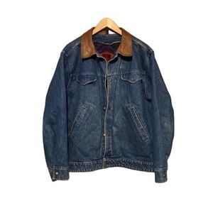 Woolrich Blue Denim Jacket with Brown Collar